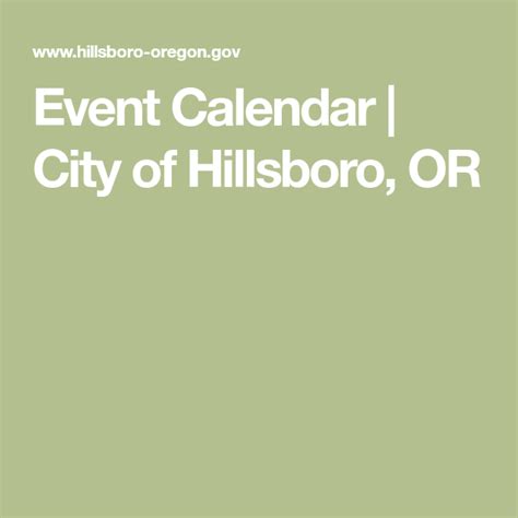 Hillsboro Events Calendar
